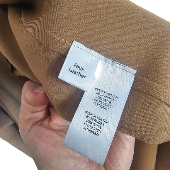 T Tahari Coat T Tahari Jacket Faux Leather Jacket Women XL Tan Belted Jacket - Picture 9 of 10